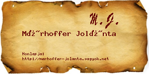 Márhoffer Jolánta névjegykártya
